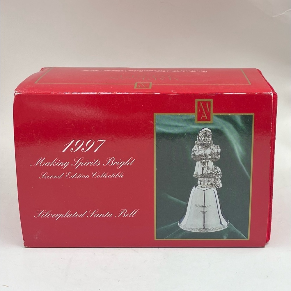 NEW 1997 Madison Avenue Collectible Silverplate Santa Bell In Original Box 5”